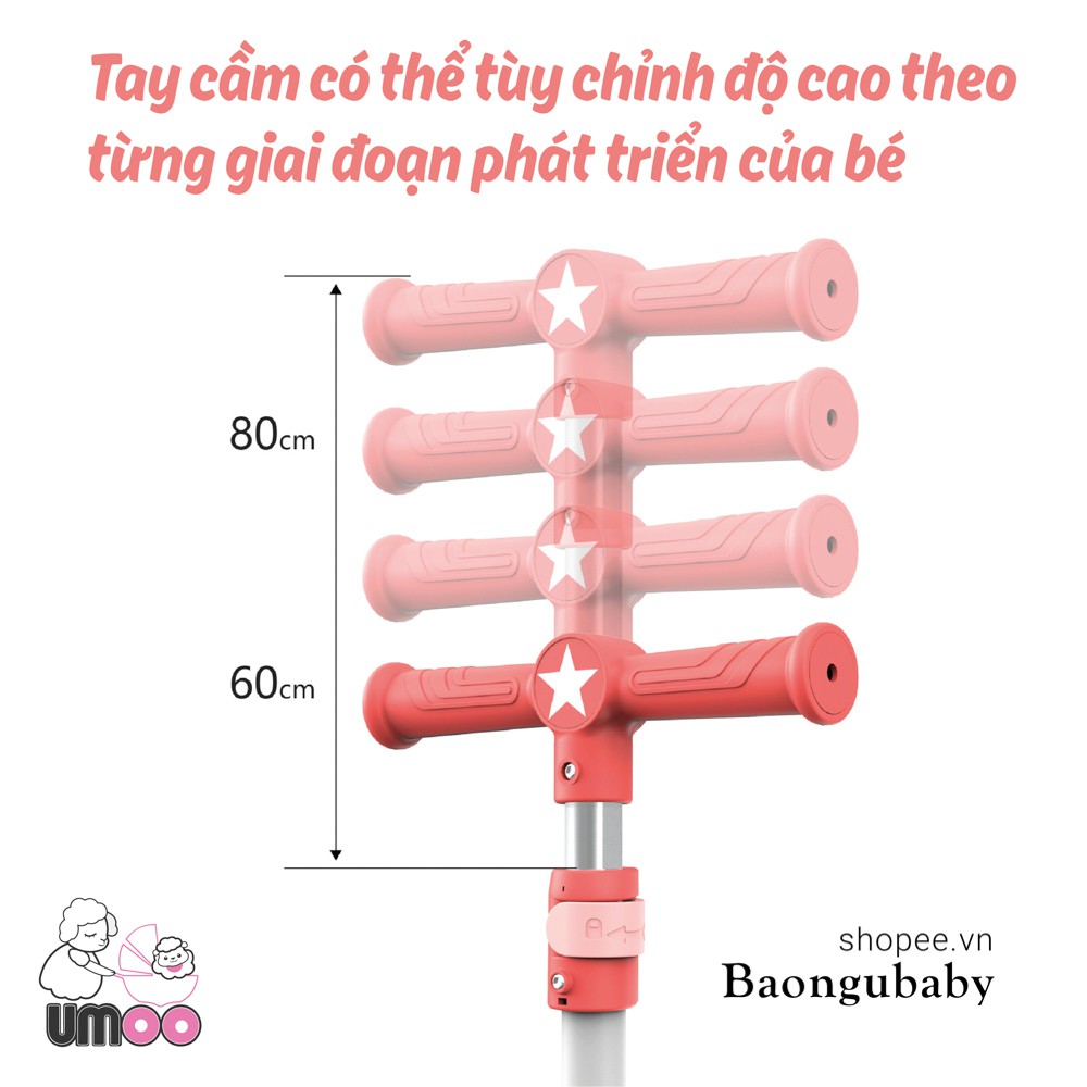 Xe trượt Scooter Umoo 2 trong 1 hình heo cho bé, vừa là xe scooter vừa là xe chòi chân