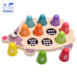 🌸House Educational Wooden Toys Math Toy Cartoon Colorful Hedgehog Matching Numerals