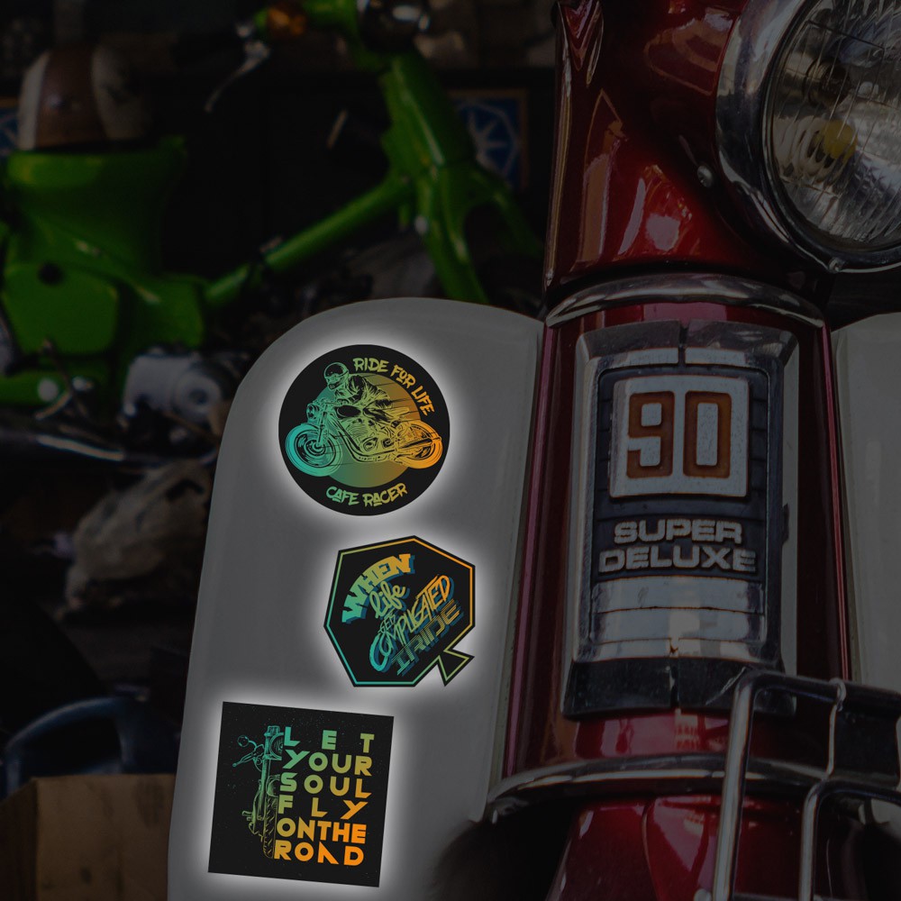 Sticker Reflective hình dán phản quang 3M Premium - STICKER FACTORY - mẫu Cafe Racer