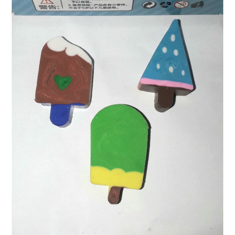 Sét 3 viên gôm tẩy hình cây kem ngộ nghĩnh siêu dể thương