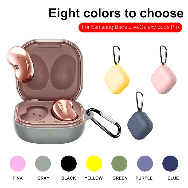 Vỏ bảo vệ hộp sạc tai nghe Samsung Galaxy Buds Live Bud Pro bằng silicon mềm mỏng chống rơi chống sốc + móc
