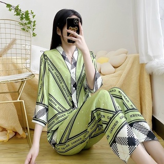 Bộ Lụa Mặc Nhà Pijama Nữ Cổ V Lụa Xước Chất Lụa Cao Cấp Mát Mềm Mịn  LovelyPhan Pijama
