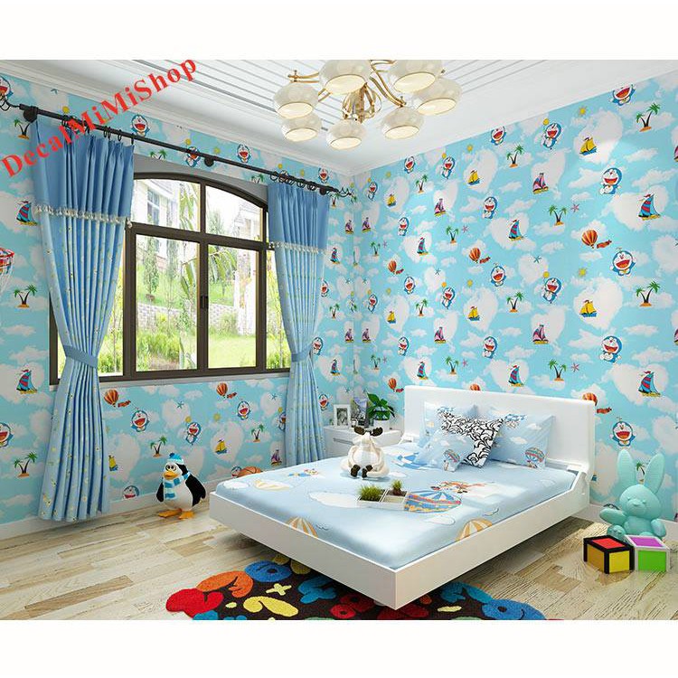 Combo 10m giấy dán tường Doraemon có keo sẵn
