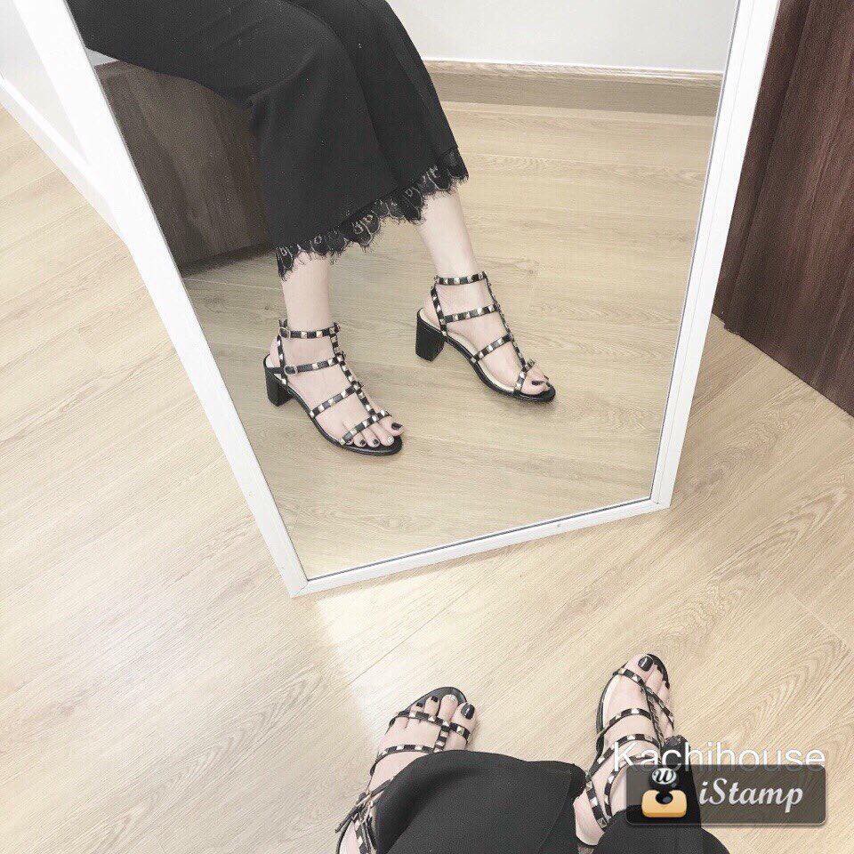 Valentino sandal cao 7cm siêu cấp đinh tán D0027E