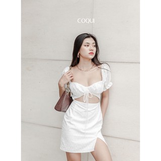 [COQUI] Đầm Carina trắng tay phồng cúp ngực