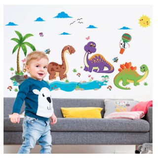 Decal dán tường hình khủng long kute cho bé