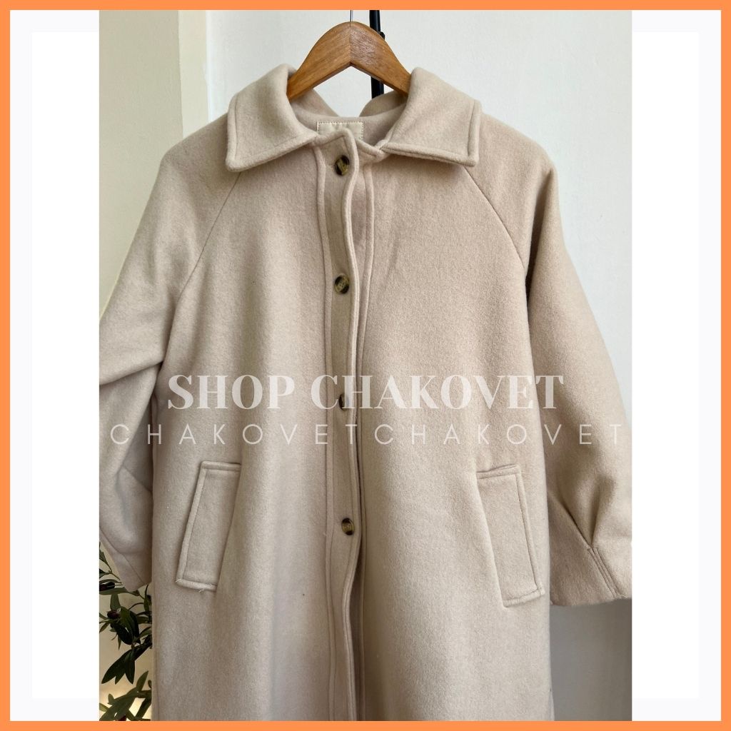 Áo dạ nữ dáng dài cao cấp 2 lớp AD8127, kiểu áo khoác ngoài mùa đông 4 cúc túi chéo tay bo thời trang hàn quốc màu be