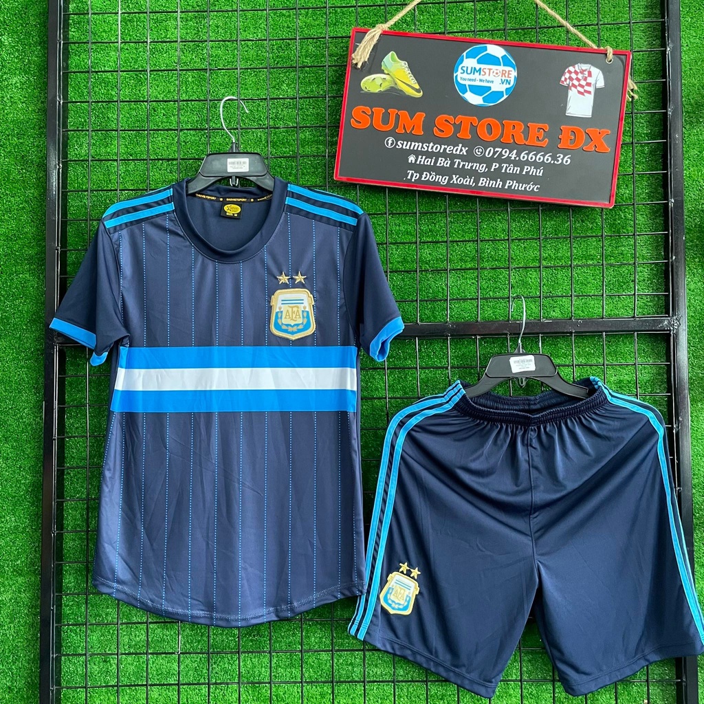 Quần Áo Đá Bóng Đội Tuyển Argentina Xanh Đen 2022_Mẫu Áo Đấu Hot, Giá Tốt