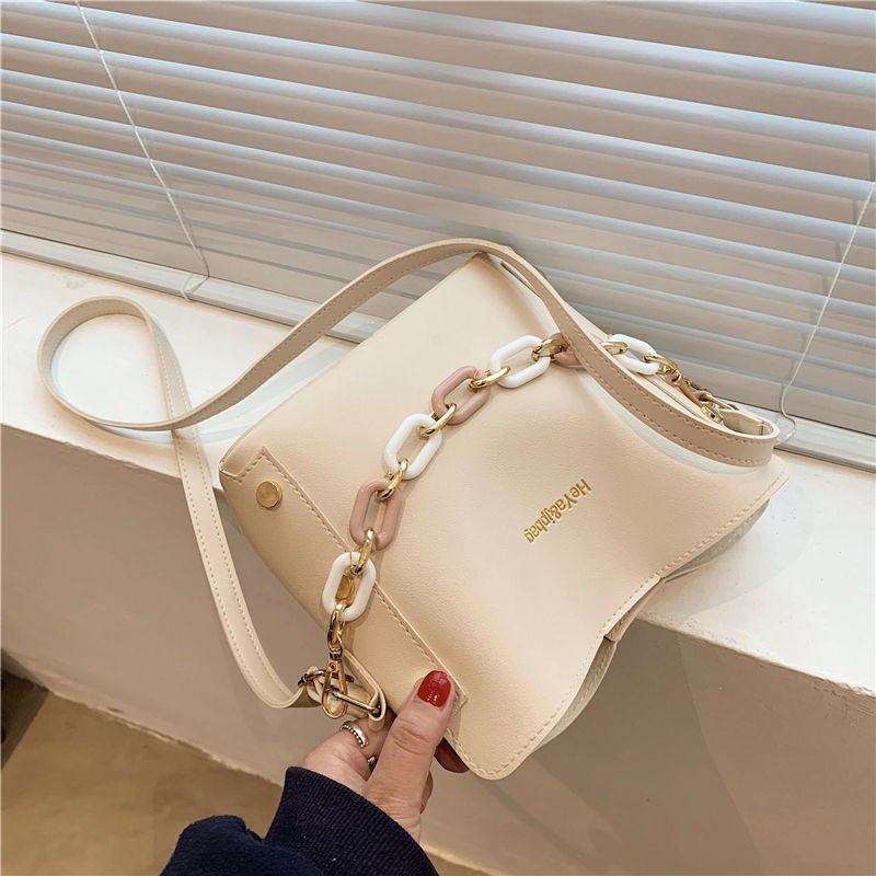 New Simple Texture Chain Bucket Bag For Women 2021 New Trendy All-Match High Sense All-Matching Ins Internet Celebrity c