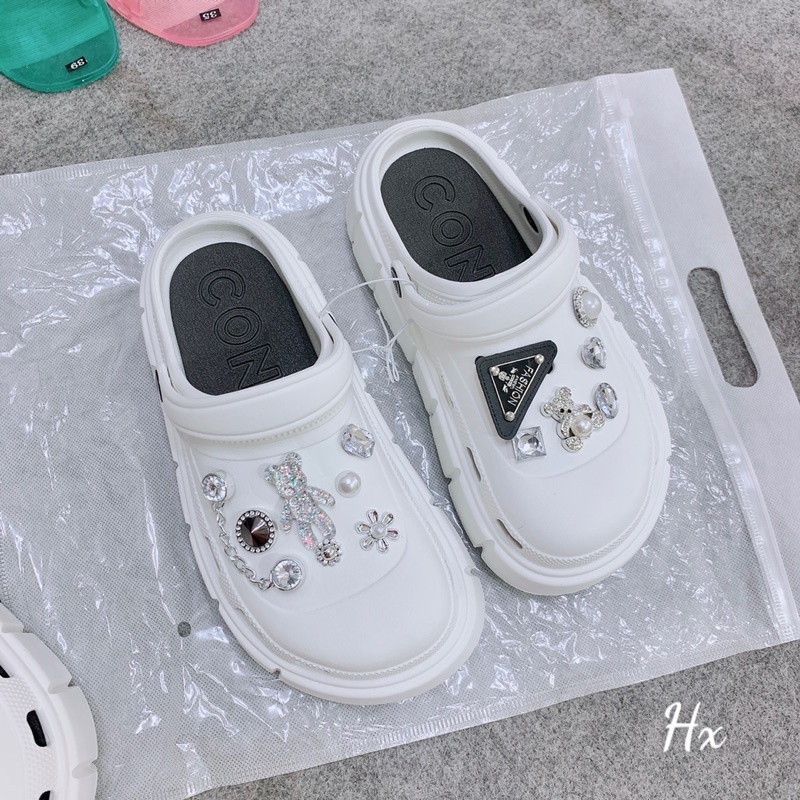 (Tặng kèm Sticker 3D) Dép sục bánh mì Cross nữ đế 4cm siêu nhẹ tặng kèm Sticker dễ thương Cros-01