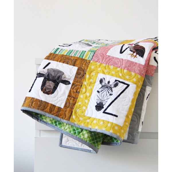 Vải Cotton Thô Hàn - Mẫu 24 chữ cái hình con thú  DIY