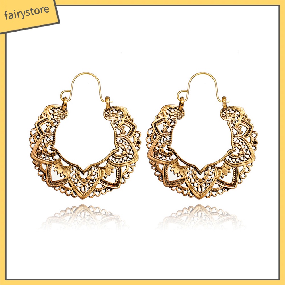 Hoa tai thiết kế hình trái tim cánh hoa phong cách vintage cho nữ