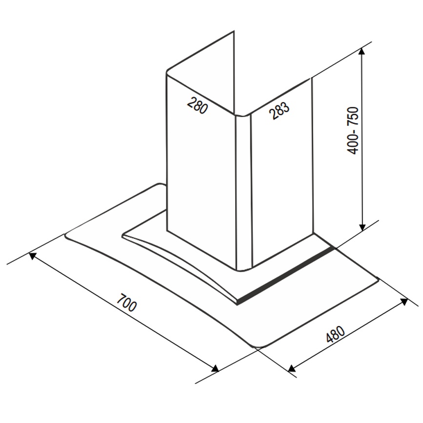 Máy hút mùi kính cong BAUER BC 70EC2 - Máy hút khói 70cm, Máy khỏe 1200m3/h, Hút êm, Bảo Hành 2 Năm