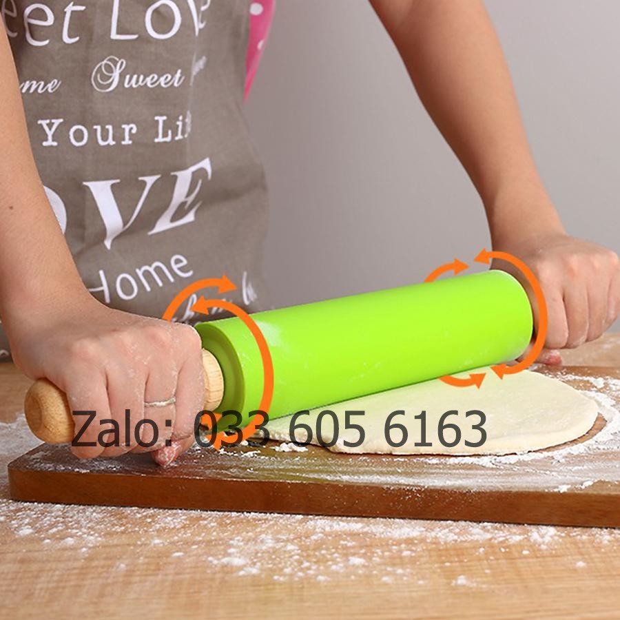 Cán lăn bột Silicon có trục xoay