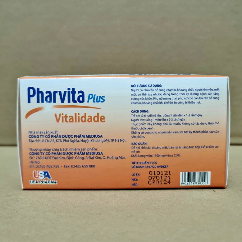 Pharvita Plus Bổ Sung Vitamin Và Khoáng Chất - Vỉ 60 viên