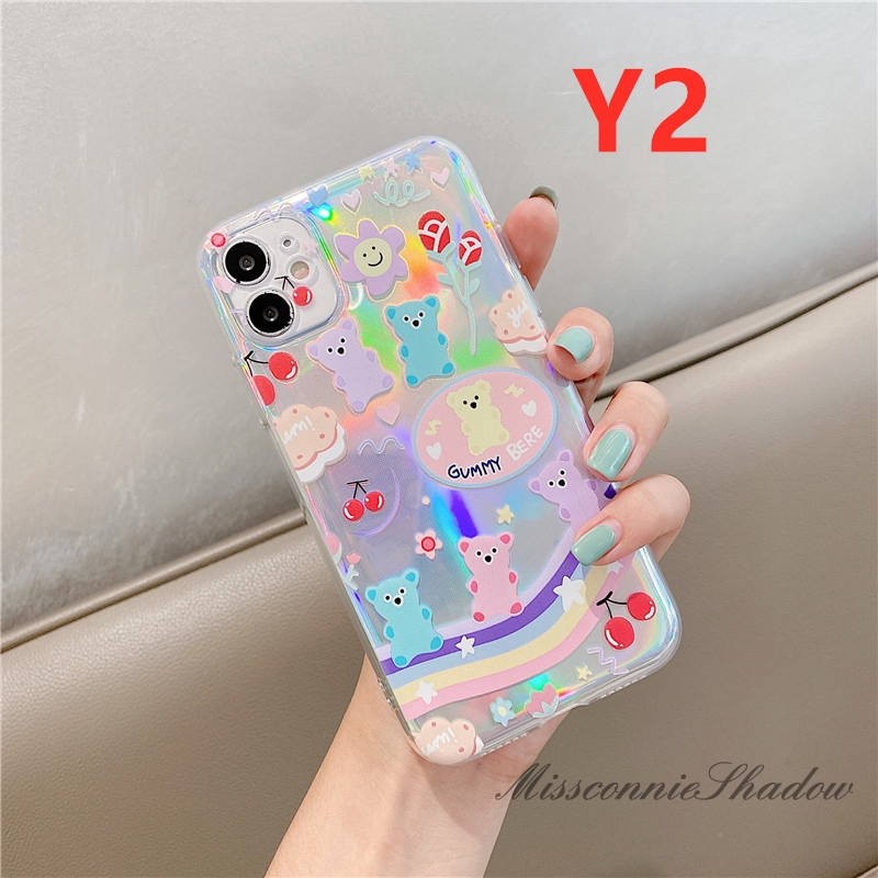 Casing INS Cute Cartoon Bear Soft Silicon Cover IPhone 11 Pro Max IPhone 7 8 6 6s Plus XR X XS MAX SE 2020 iPhone 12 Pro Max 12Mini Laser Case