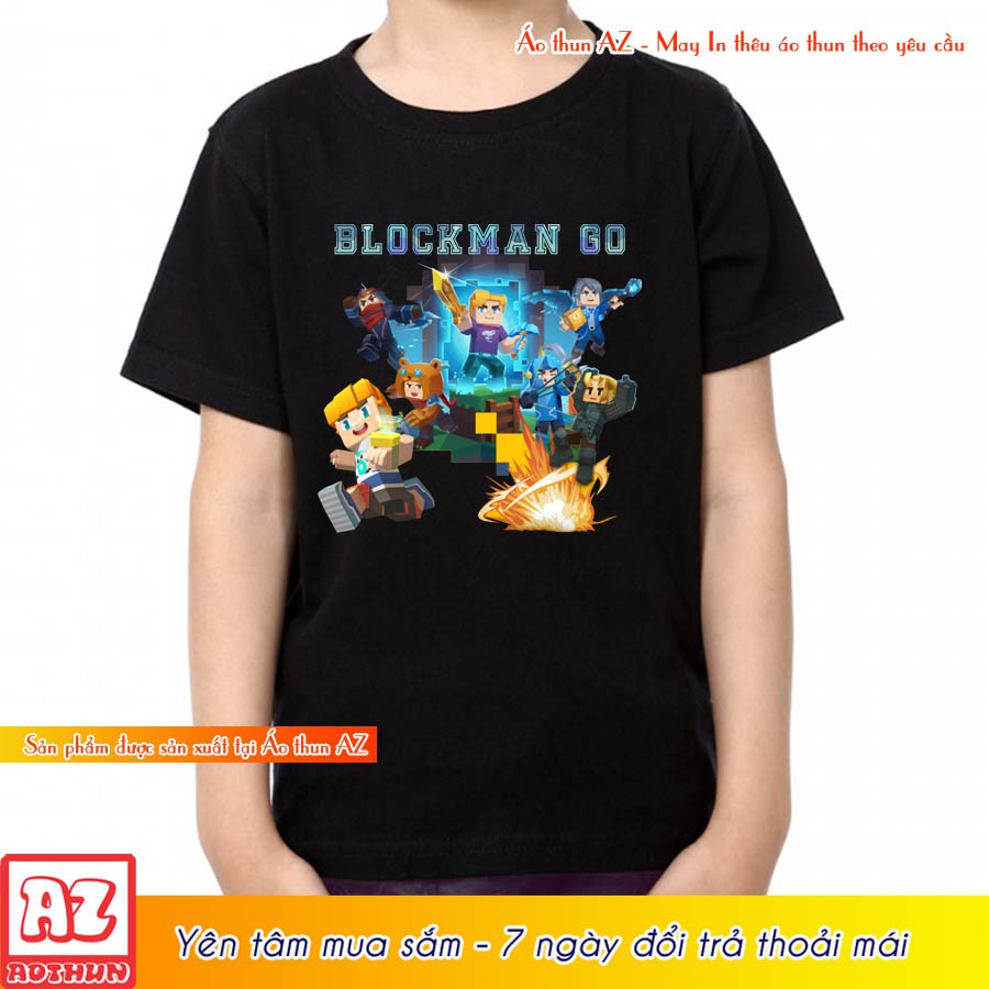 Áo thun game Blockman Go trẻ em - 2 màu trắng và đen M2848