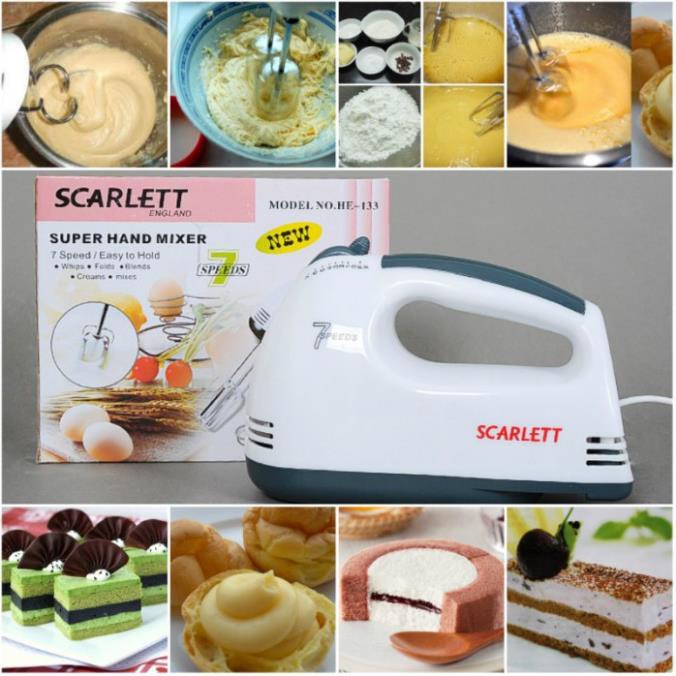 Máy đánh trứng Scarlett 4 món - máy đánh trứng cầm tay 7 cấp độ 180W cao cấp