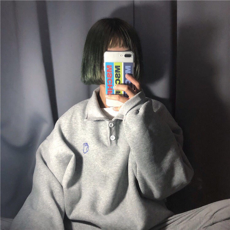 Set áo nỉ tay bồng cổ polo con voi kèm quần ống rộng/ Bộ nỉ nữ form rộng unisex mặc thu đông trẻ trung_kudoshop | BigBuy360 - bigbuy360.vn