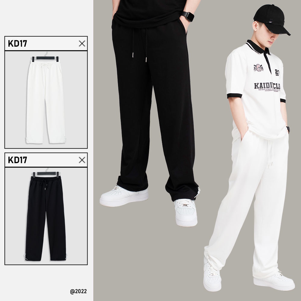 Quần Jogger Ống Rộng Unisex Nam Nữ Thể Thao Có Dây Rút Vải Nỉ Da Cá Dày Dặn Cao Cấp KAIDIN - KD17