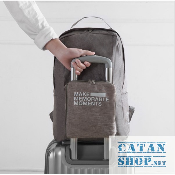 Balo xếp gọn có thể gài vào vali du lịch cao cấp siêu nhẹ 0,1kg, túi chống thấm đựng trong vali Bag in Bag