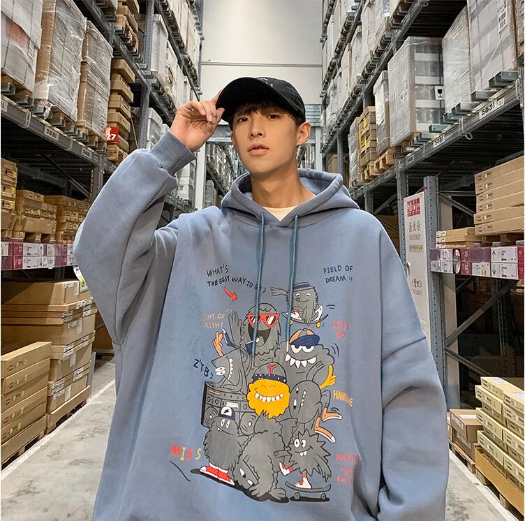 Áo Len Dáng Rộng Tay Dài Có Mũ Trùm Đầu In Họa Tiết Hoạt Hình Sesame Street Thời Trang Cá Tính Cho Nam | BigBuy360 - bigbuy360.vn