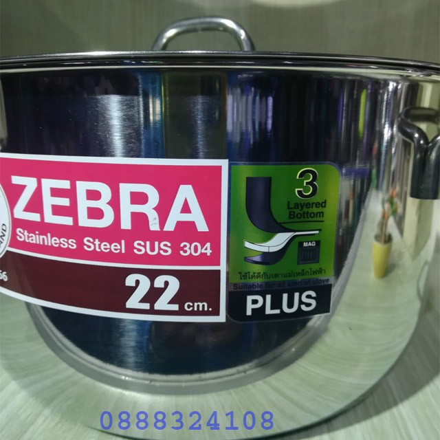 Nồi inox zebra Extreme Infinity Inox Zebra 3 Đáy Nắp Phẳng (18+20+22)cm-162286-162287-162288