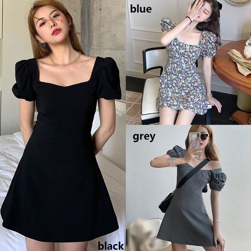 Đầm Chữ A Dáng Ôm Tay Phồng Cổ Vuông Gợi Cảm Dễ Thương Dành Cho Nữ