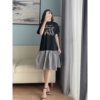Đầm suông thun đuôi cá kẻ