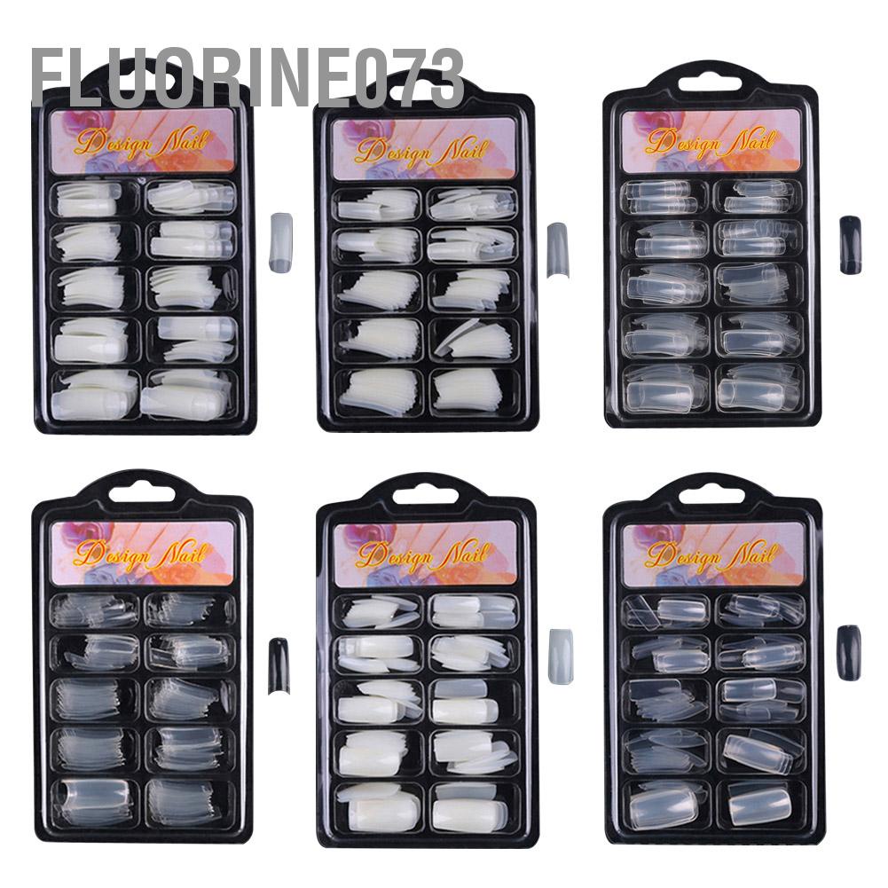 Fluorine073 6 loại 100 cái Nail Art Half Full Cover Nhân tạo Giả Móng Tay Mẹo Làm