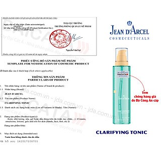 [CHÍNH HÃNG] Nước hoa hồng cho da dầu và da mụn JDA JEAN D'ARCEL Clarifying Tonic J02