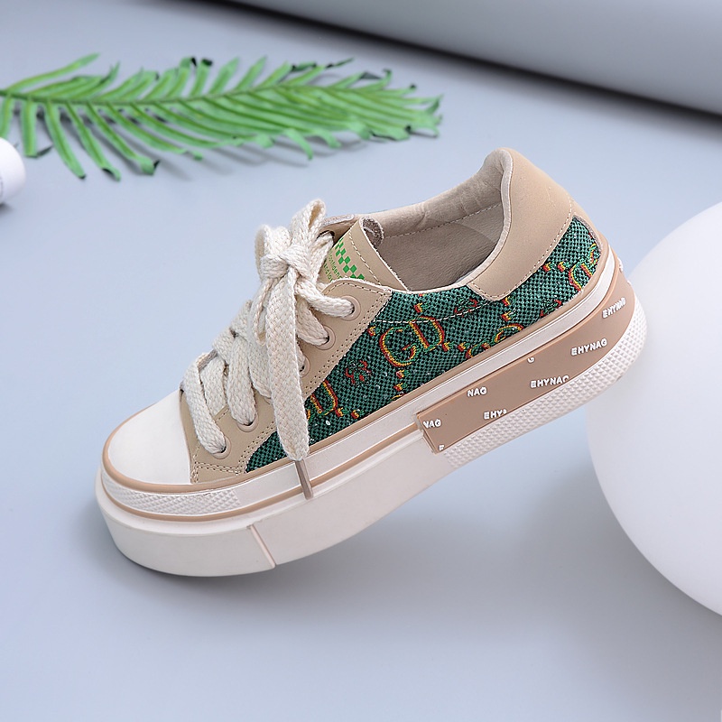 Giày thể thao nữ vải hạo tiết thêu tinh xảo, giày sneaker cổ thấp đế bằng nữ dễ phối đồ GT01