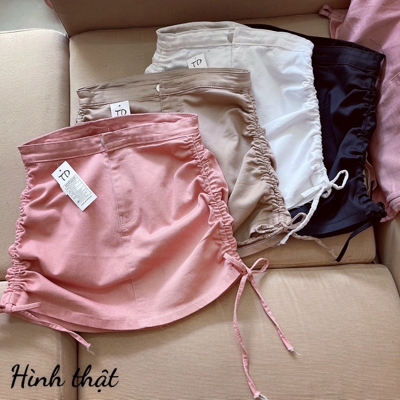 CHÂN VÁY CHỮ A RÚT DÂY HAI BÊN KAKI HOT LẮM Ạ, chân váy ngắn rút dây hai bên siêu xinh