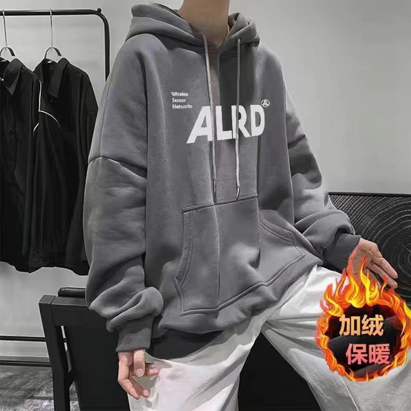 Áo Khoác Hoodie Dáng Rộng Tay Dài Phối Nhung Kiểu Nhật Bản Thời Trang Mùa Thu Năm 2021 Cho Nam