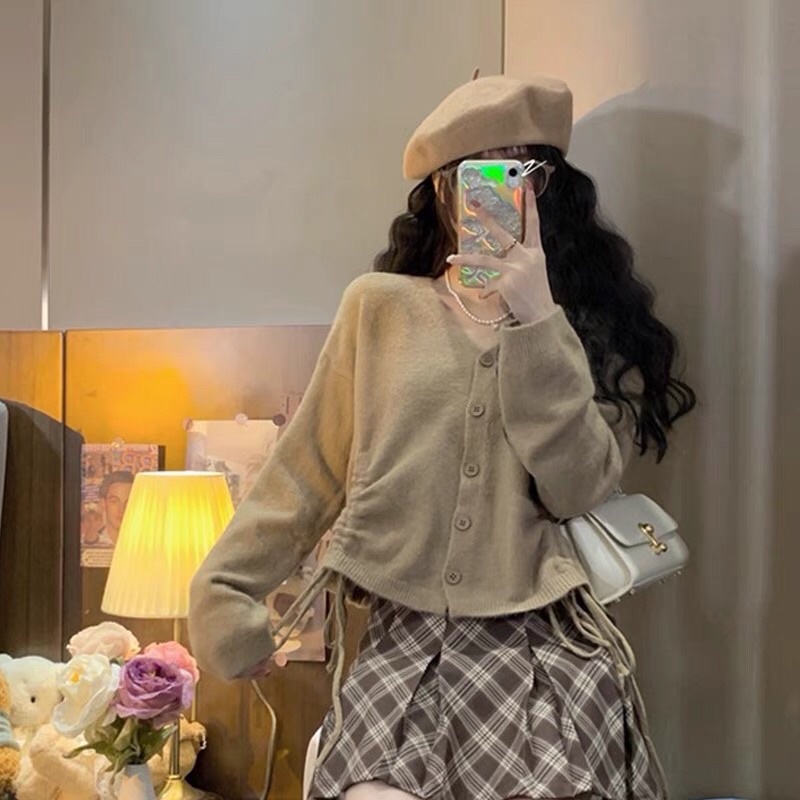 Order set váy nâu kiểu dáng hàn quốc. Chân váy tenins siêu hot