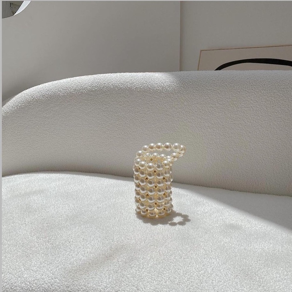 Lily Pearl Bucket Bag | Túi Hộp Tròn Đình Hạt Dây Đeo Chéo Tháo Rời