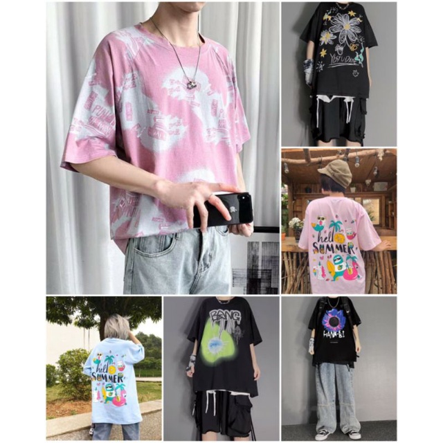 Áo Thun Unisex Tay Lỡ Form Rộng Phong Cách Hàn Quốc Freesize