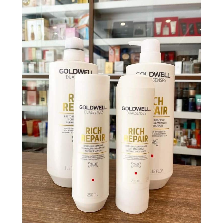 Dầu gội xả GOLDWELL DUALSENSES RICH REPAIR cao cấp phục hồi tóc hư tổn SIÊU MƯỢT (250ml