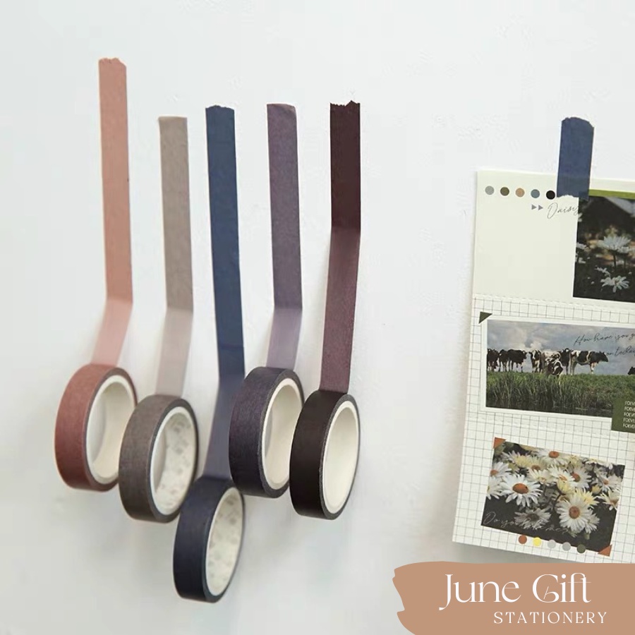 Hộp 5 cuộn băng dính washi tape Morandi Art trang trí sổ, làm journal