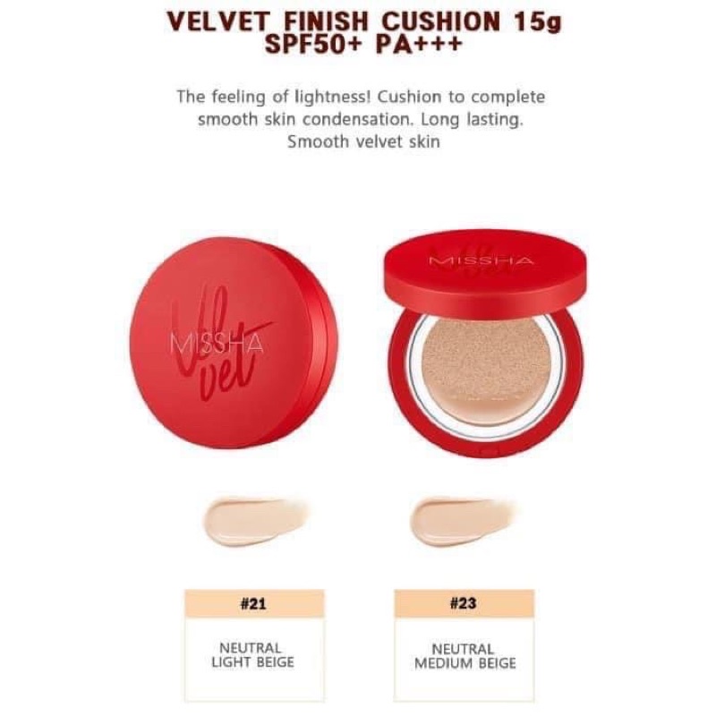 Phấn nước MISSHA VELVET FINISH CUSHION Vỏ Đỏ