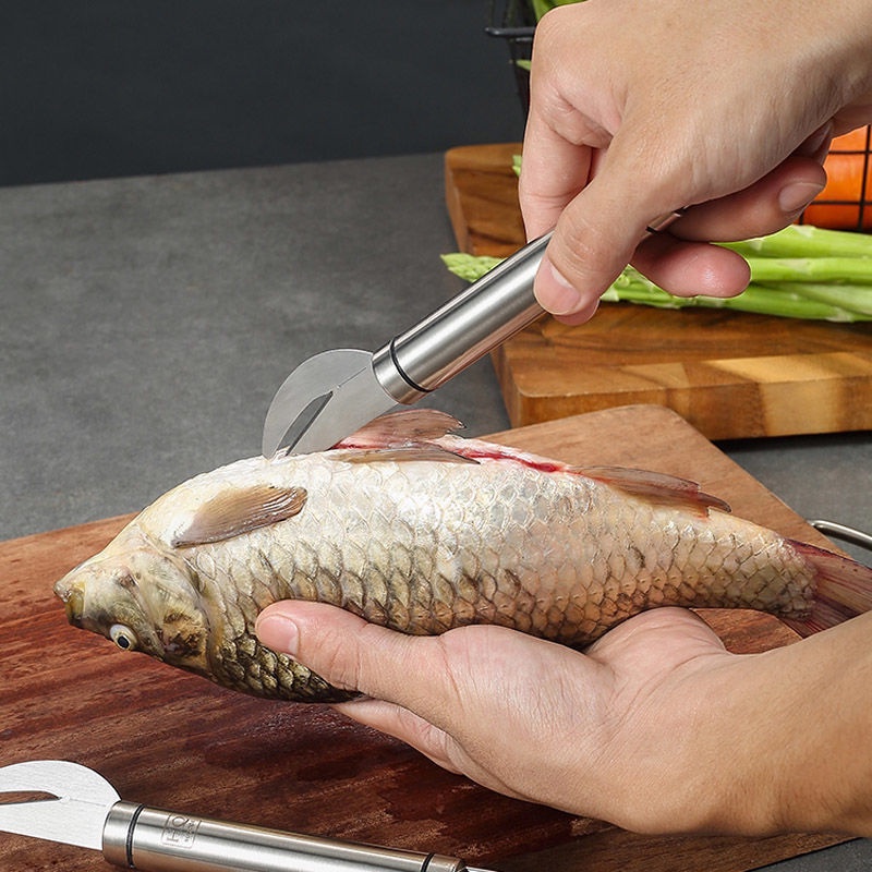 Sét 2 món dao làm lòng, mổ cá và nhíp 2in1