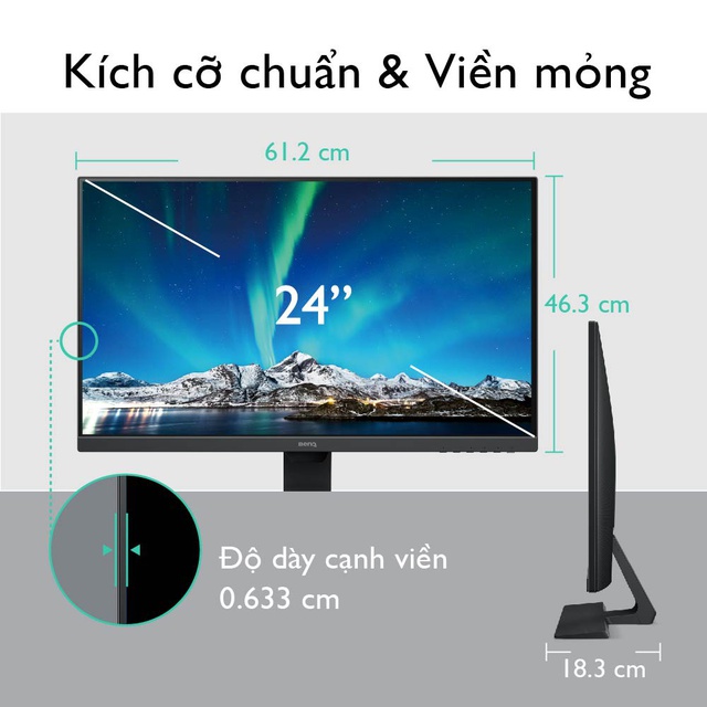 Màn hình BenQ Eye-Care GW2480 23,8 inch Full HD 1920 x 1080 5ms 60Hz- Hàng Chính Hãng