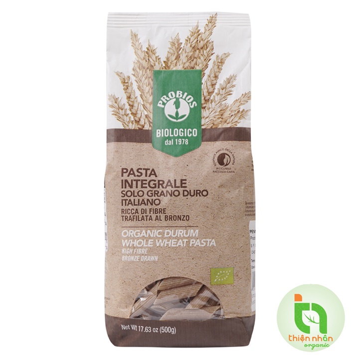 Date 14/5/2023 - Nui Ống Nguyên Cám Hữu Cơ 500g Probios Organic Durum Whole Wheat Penne