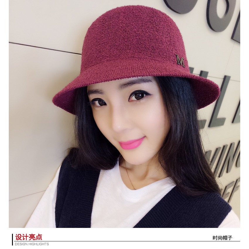 Mũ cói Hàn quốc xinh xắnn chữ M - nc148