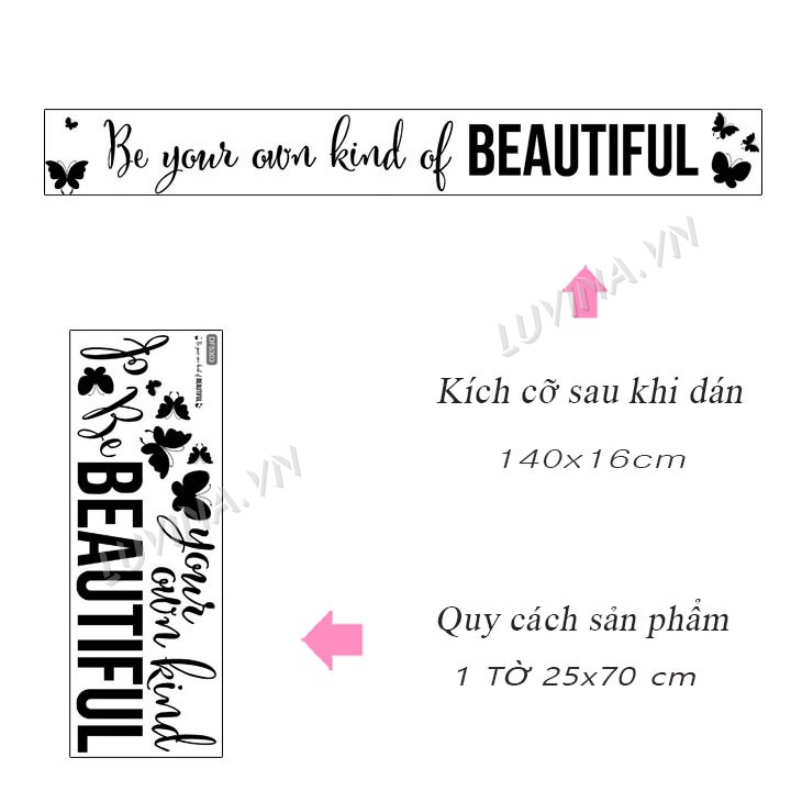 [GIÁ SIÊU TỐT]- [MUA DECAL TẶNG DECAL]-Decal trang trí phòng khách, quán cafe-Chữ Beatyfull-[GIAO HÀNG NGAY]