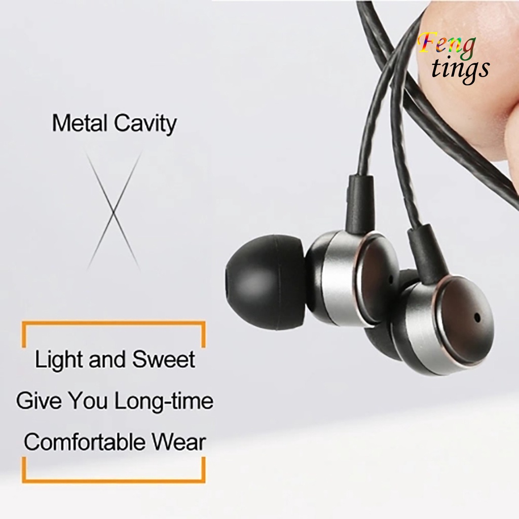 【FT】Type C In-Ear Wired Metal Stereo Earphone In-line Control Headphone with Mic