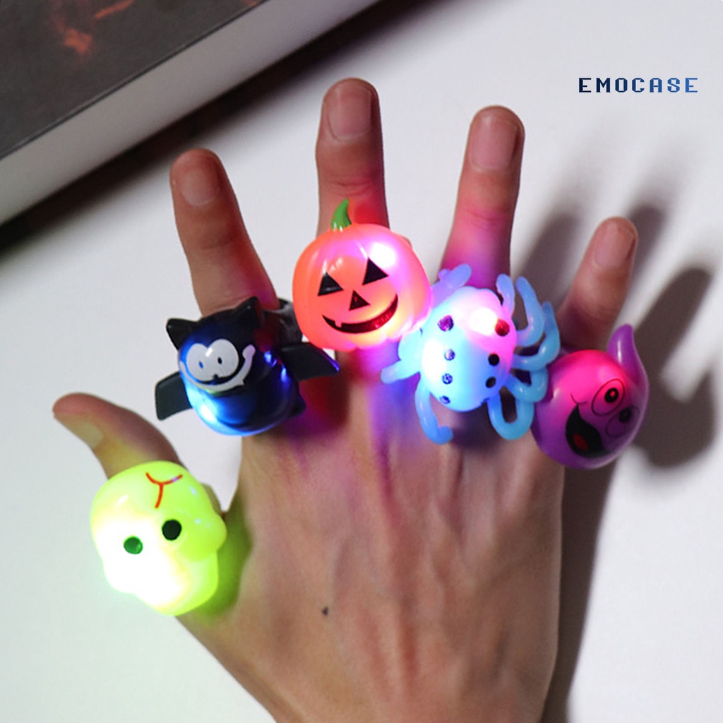 Nhẫn Đèn LED Họa Tiết Hoạt Hình Phong Cách Halloween