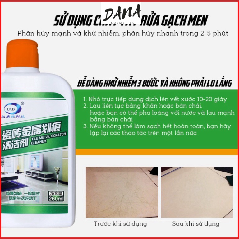 Dung Dịch Xoá Vết Xước Gạch Sàn Nhà Siêu Sạch Cao Cấp 260ml DANA