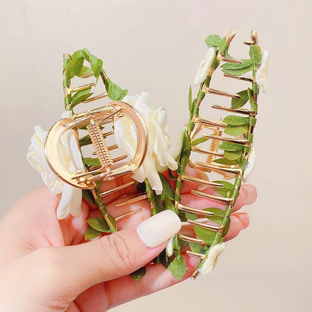 Kẹp Tóc Kim Loại Hình Hoa Lá Phong Cách Hàn Quốc Vintage Cho Nữ
