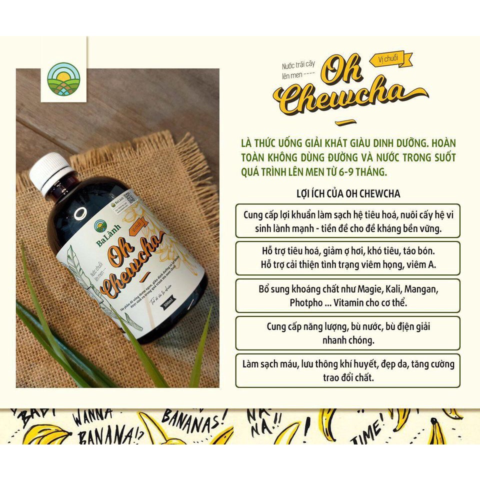 OH CHEWCHA NƯỚC CHUỐI LÊN MEN 500ML